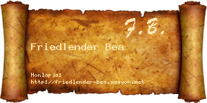 Friedlender Bea névjegykártya